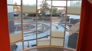 Kellogg Courtyard from grand stairs 